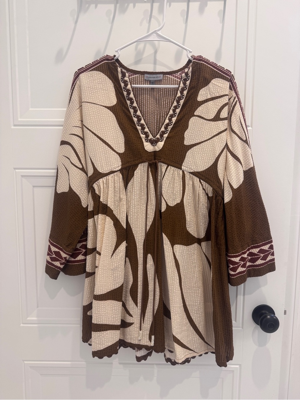 Anthropologie Conditions Apply Rickrack Printed Kaftan - one size